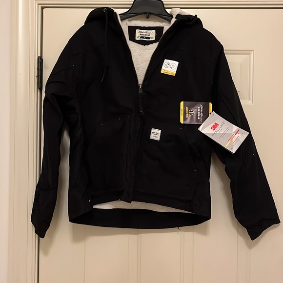 Eddie Bauer Womens Black Hooded Bomber Jacket/NWT/Size L - Picture 8 of 9